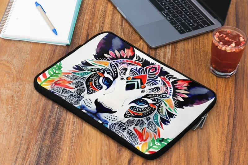 Tiger With a Floral Face Laptop Sleeve 2