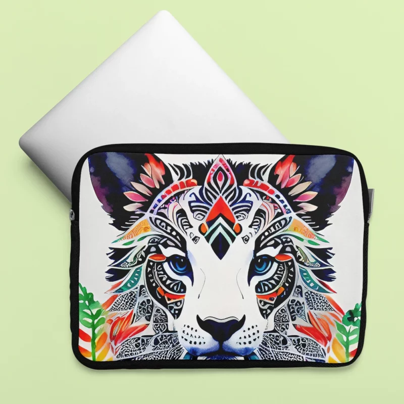 Tiger With a Floral Face Laptop Sleeve