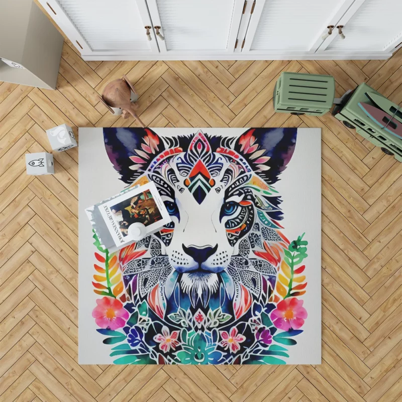 Tiger With a Floral Face Rug