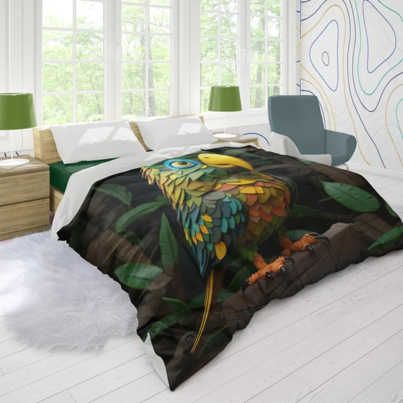 Tropical Parrot Figurine Duvet Cover