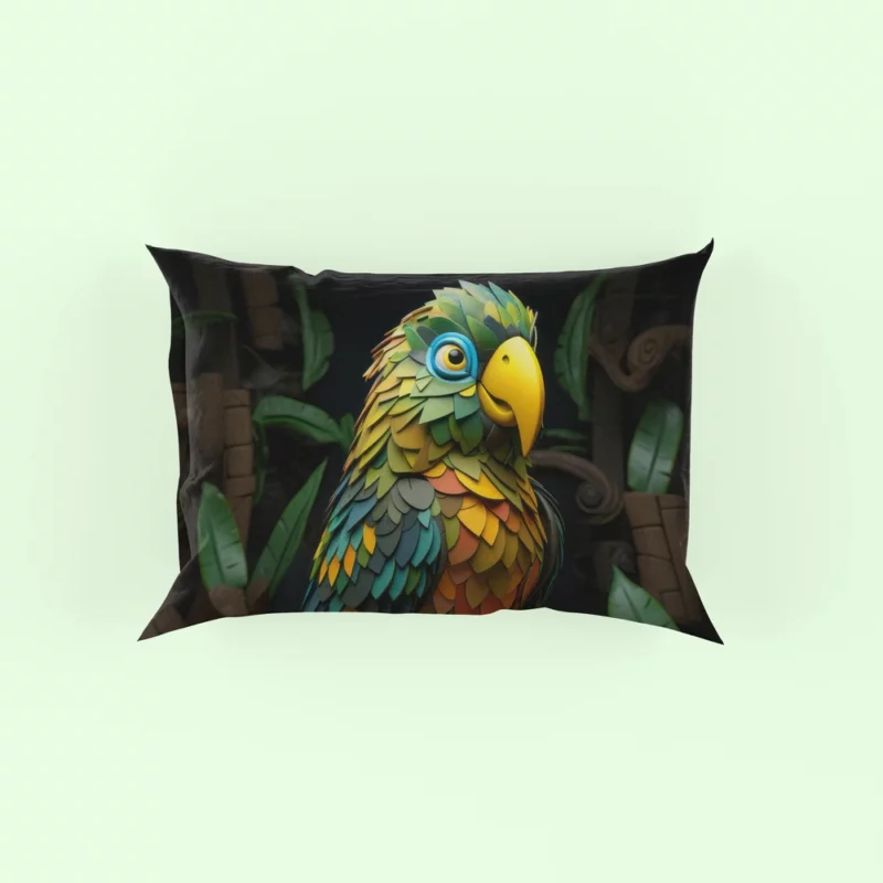 Tropical Parrot Figurine Pillow Case