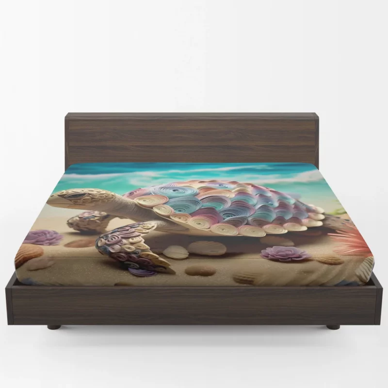 Turtle Adorned with Flowers Fitted Sheet 1