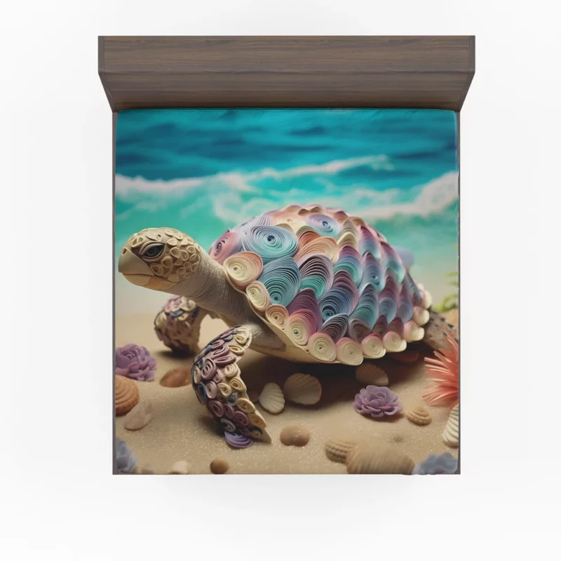 Turtle Adorned with Flowers Fitted Sheet