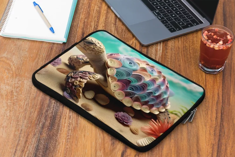 Turtle Adorned with Flowers Laptop Sleeve 2