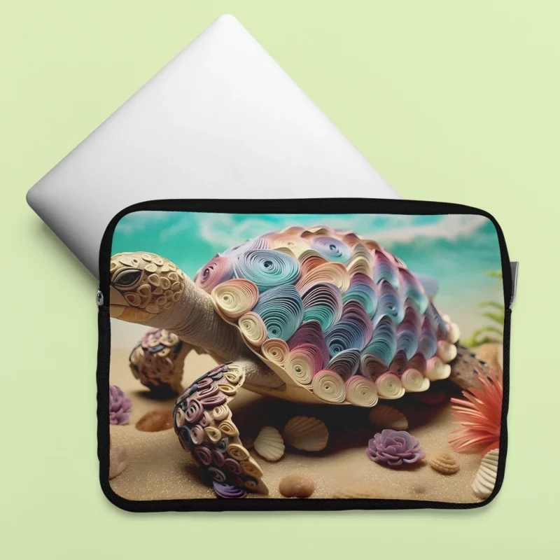 Turtle Adorned with Flowers Laptop Sleeve