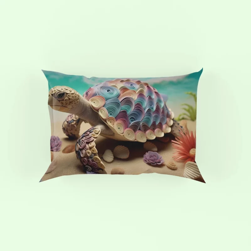 Turtle Adorned with Flowers Pillow Case