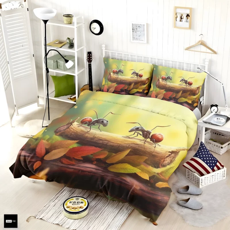 Two Ants on Log Painting Bedding Set