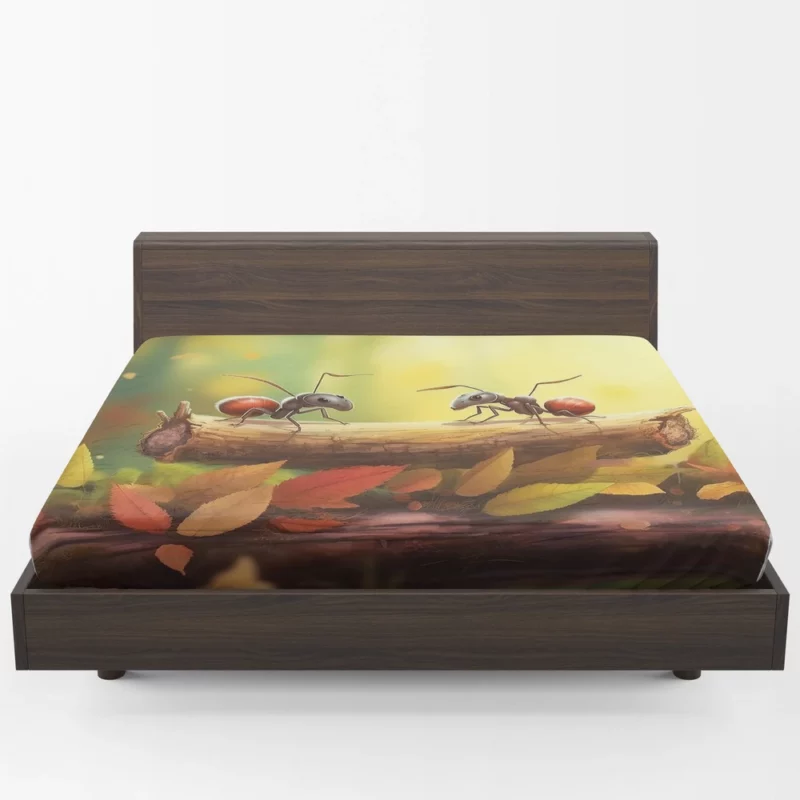 Two Ants on Log Painting Fitted Sheet 1