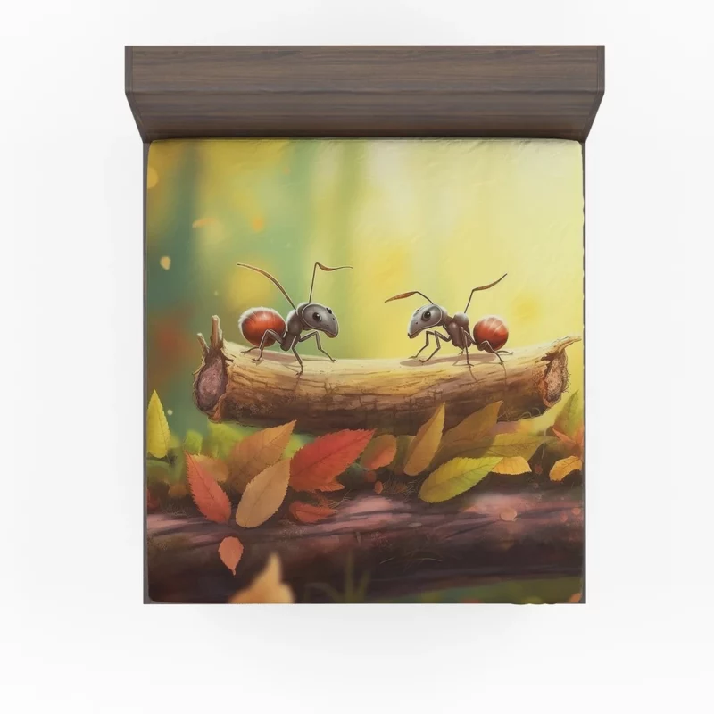 Two Ants on Log Painting Fitted Sheet