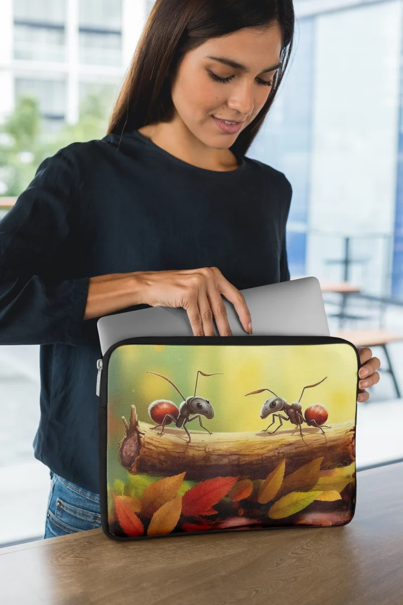 Two Ants on Log Painting Laptop Sleeve 1