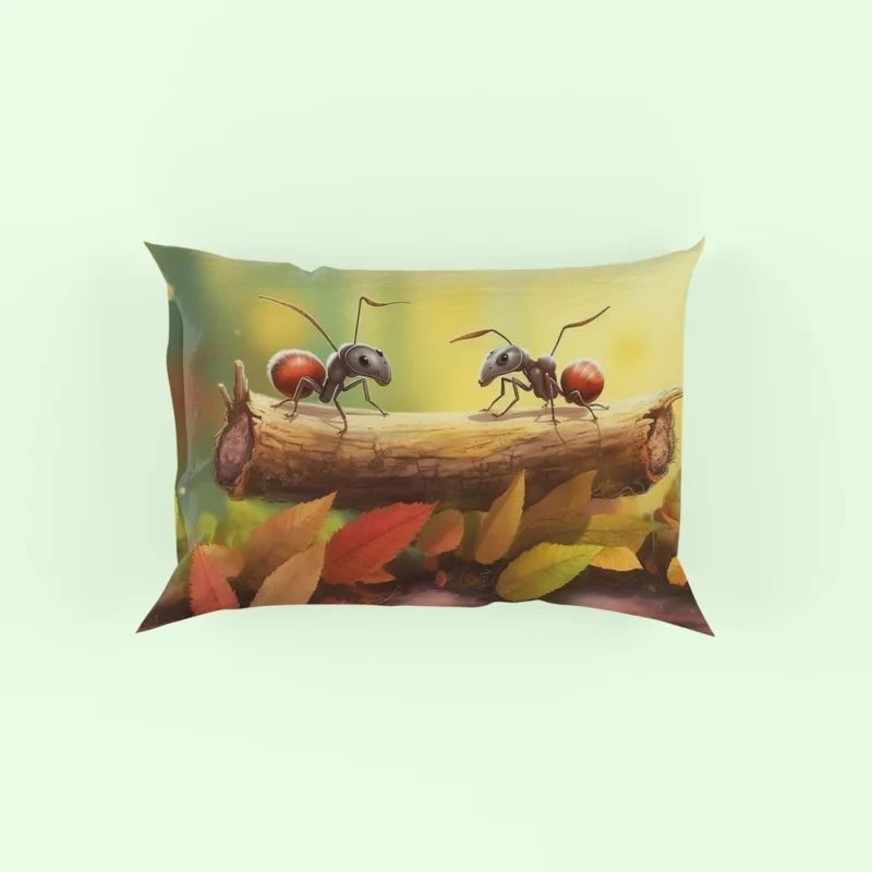 Two Ants on Log Painting Pillow Case