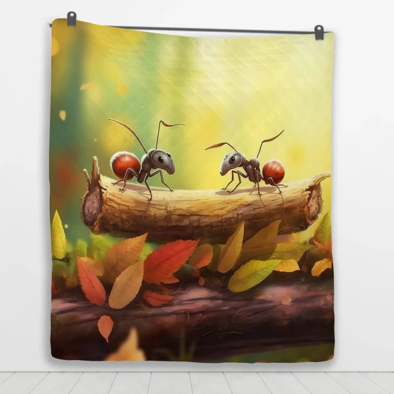 Two Ants on Log Painting Quilt Blanket 1