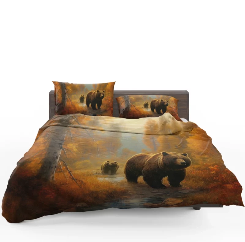 Two Bears by a Forest Stream Bedding Set 1