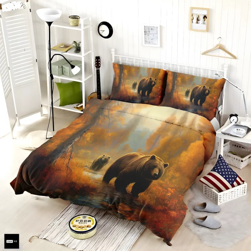 Two Bears by a Forest Stream Bedding Set