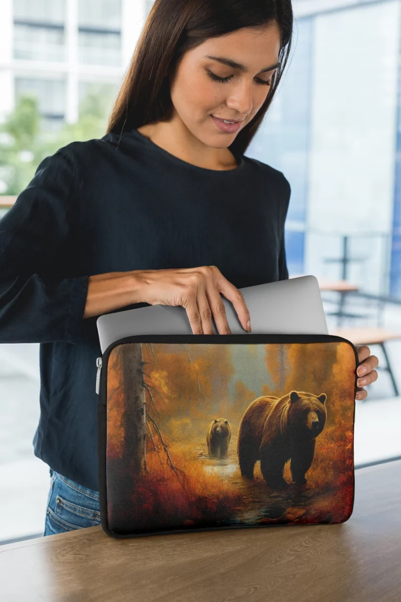 Two Bears by a Forest Stream Laptop Sleeve 1