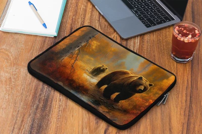 Two Bears by a Forest Stream Laptop Sleeve 2