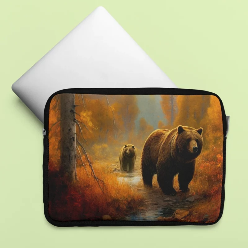 Two Bears by a Forest Stream Laptop Sleeve