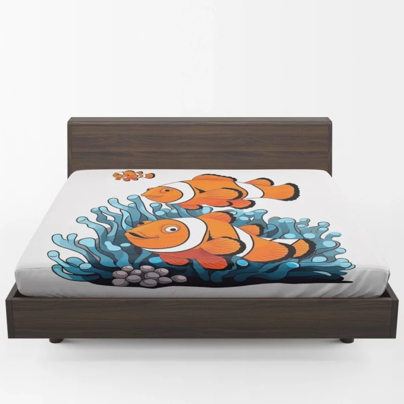 Two Clownfish Swimming Fitted Sheet 1