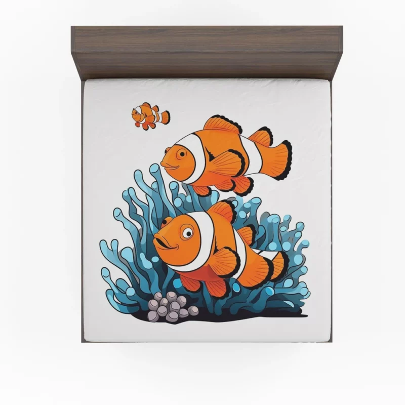 Two Clownfish Swimming Fitted Sheet