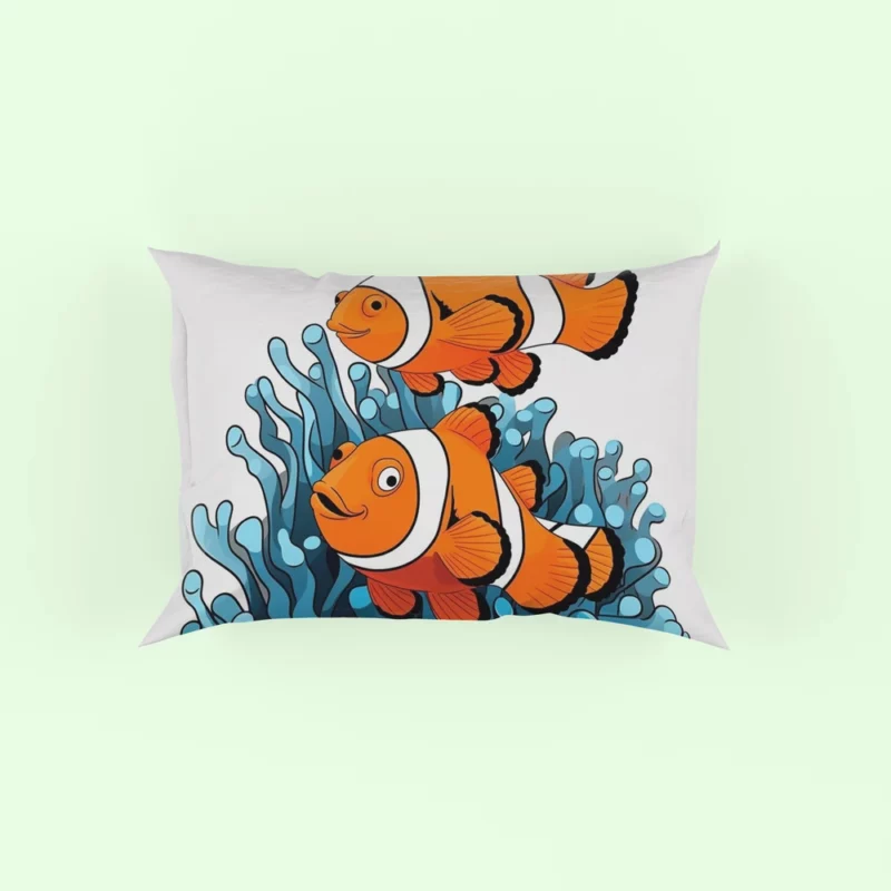 Two Clownfish Swimming Pillow Case