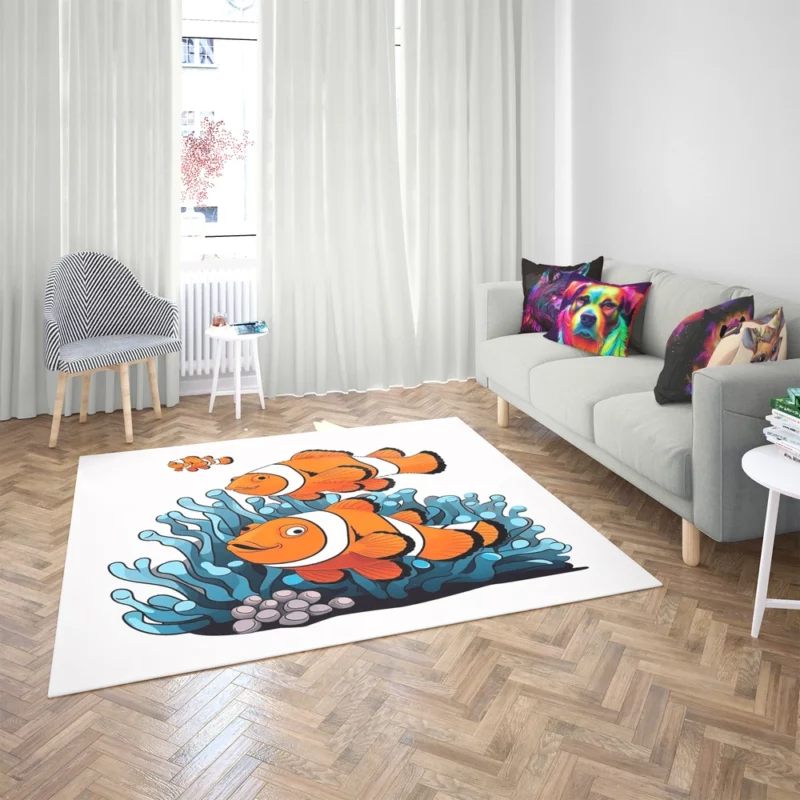 Two Clownfish Swimming Rug 2