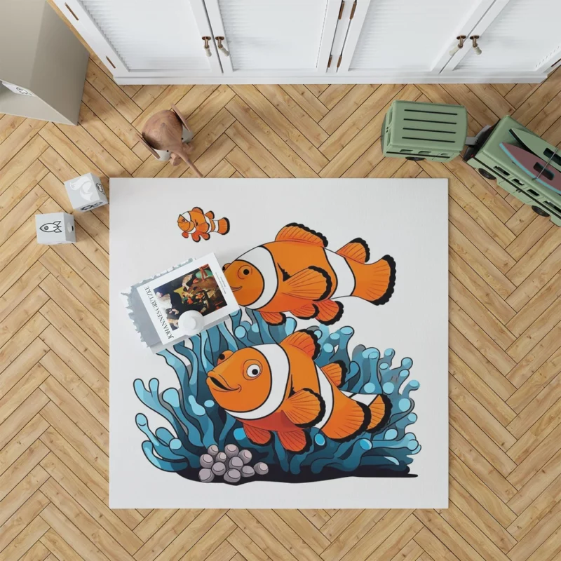 Two Clownfish Swimming Rug