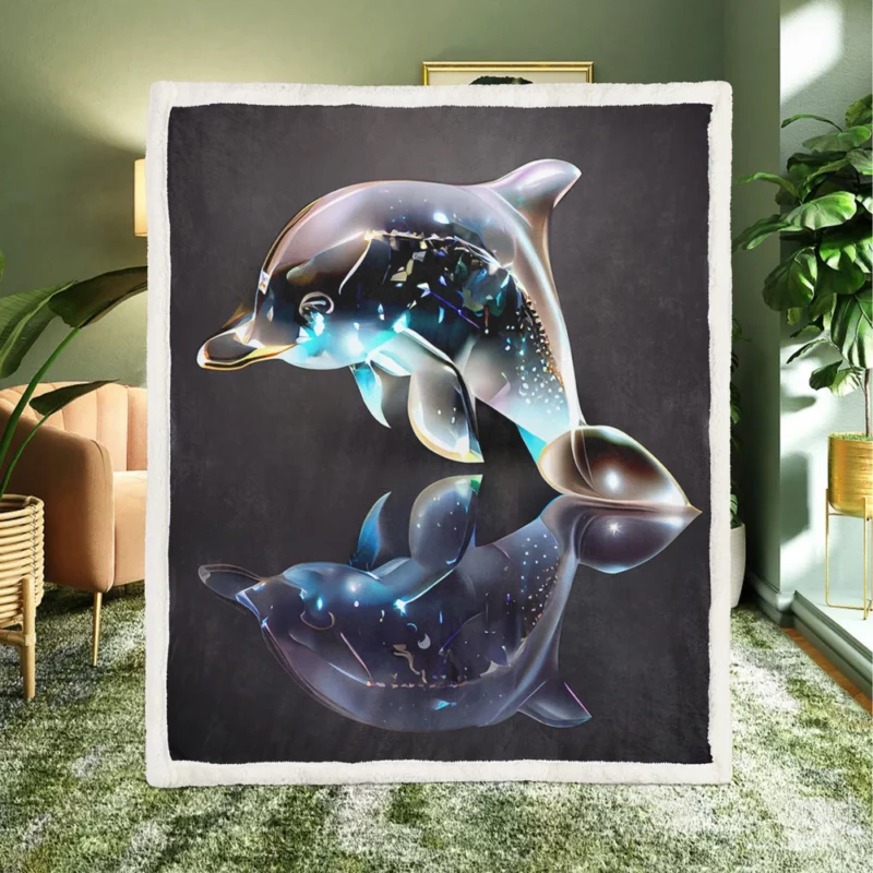 Two Dolphins Jumping Sherpa Fleece Blanket