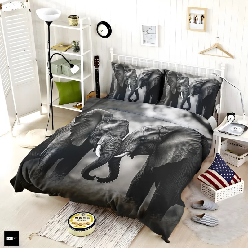 Two Elephants in Love Bedding Set