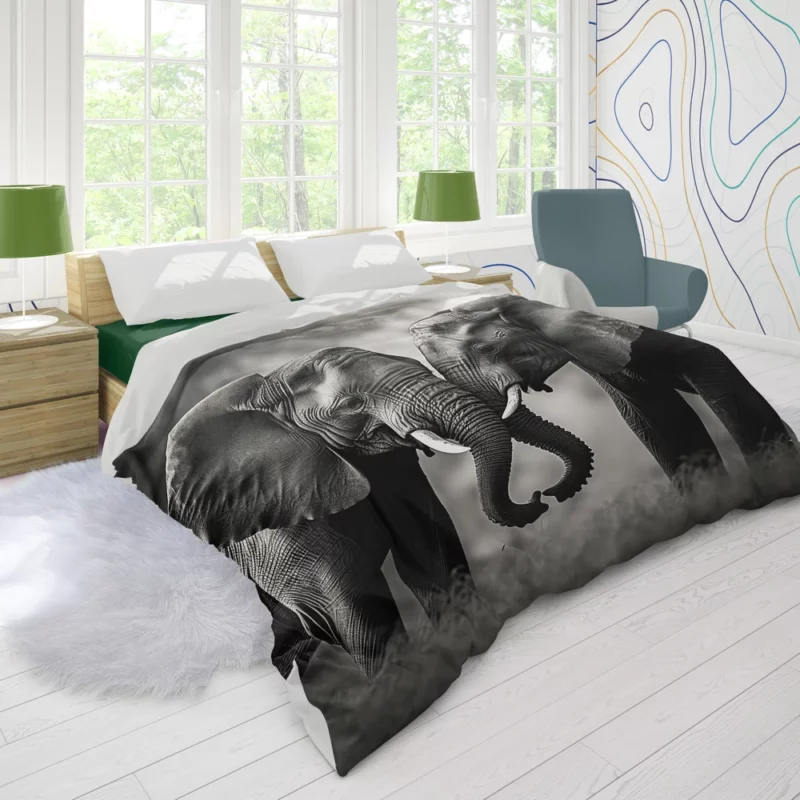 Two Elephants in Love Duvet Cover