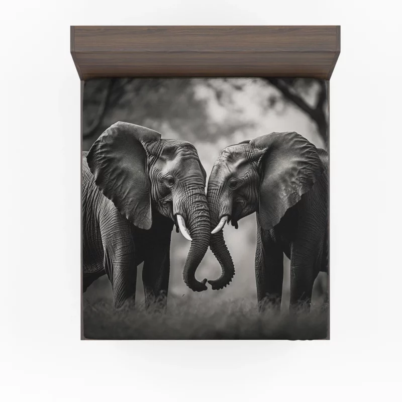 Two Elephants in Love Fitted Sheet