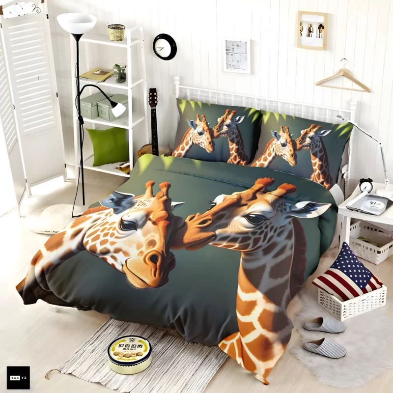 Two Giraffes Touching Heads Bedding Set