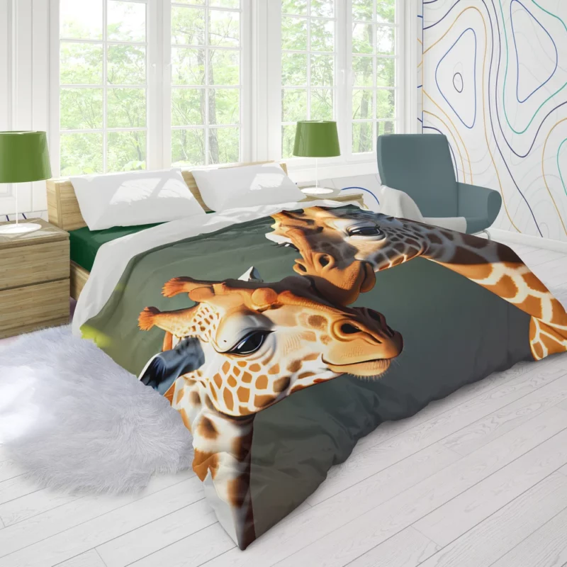 Two Giraffes Touching Heads Duvet Cover