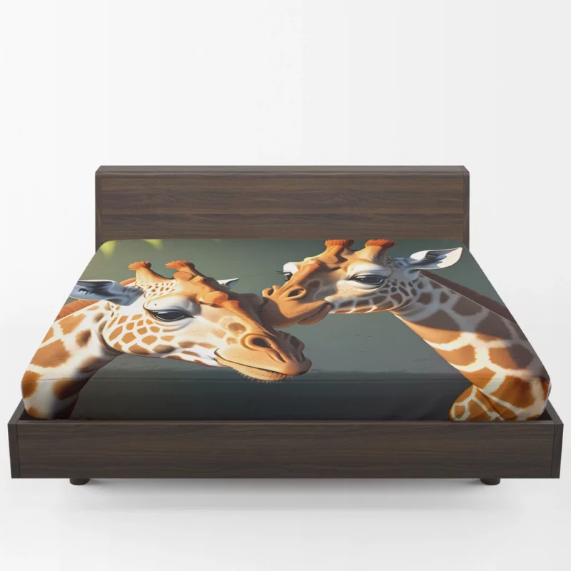 Two Giraffes Touching Heads Fitted Sheet 1