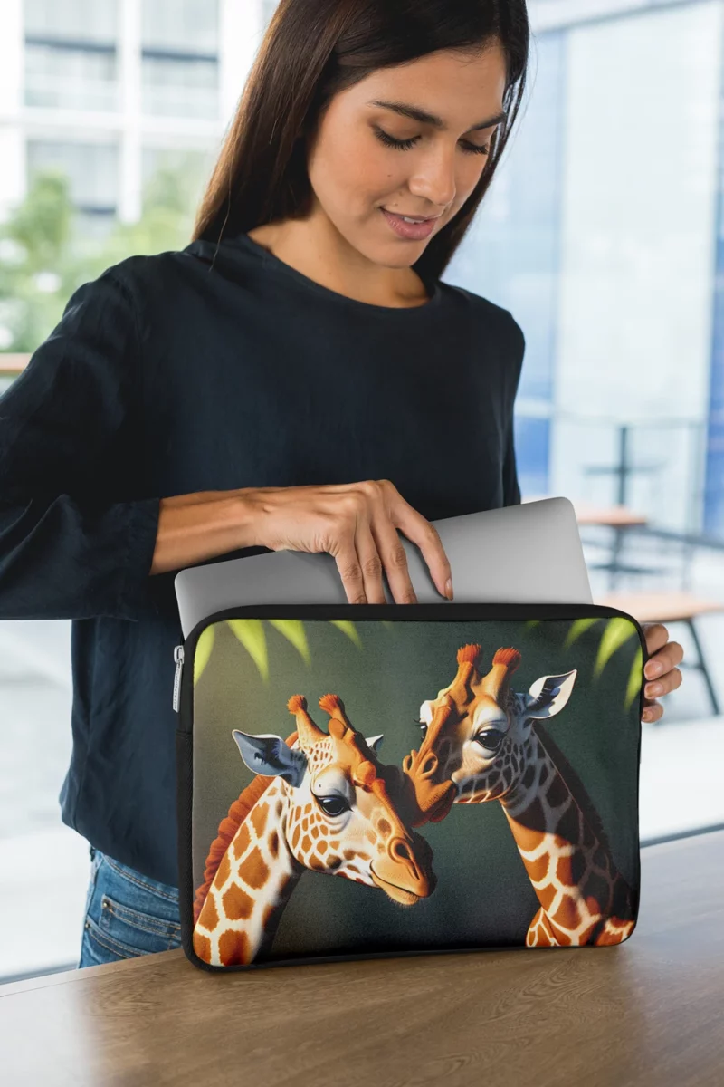 Two Giraffes Touching Heads Laptop Sleeve 1