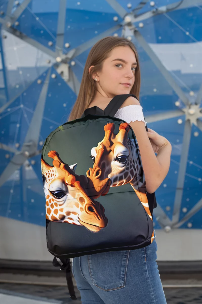 Two Giraffes Touching Heads Minimalist Backpack 2