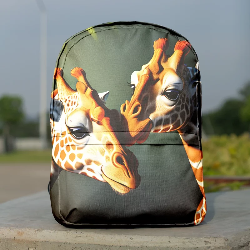 Two Giraffes Touching Heads Minimalist Backpack