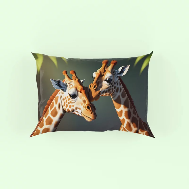 Two Giraffes Touching Heads Pillow Case