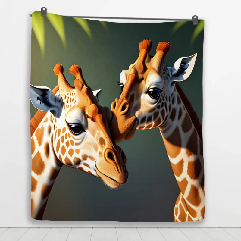 Two Giraffes Touching Heads Quilt Blanket 1