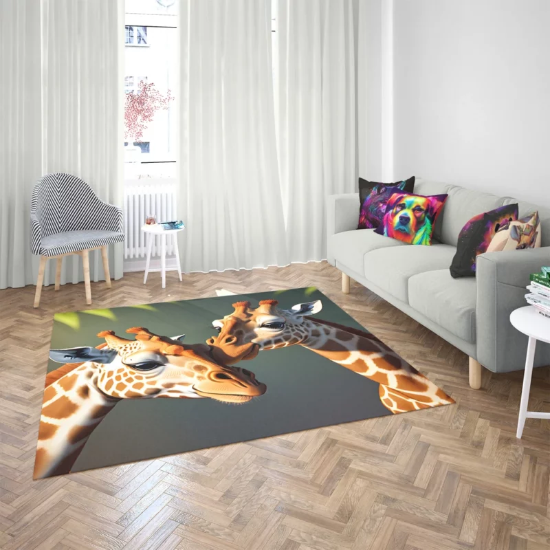 Two Giraffes Touching Heads Rug 2