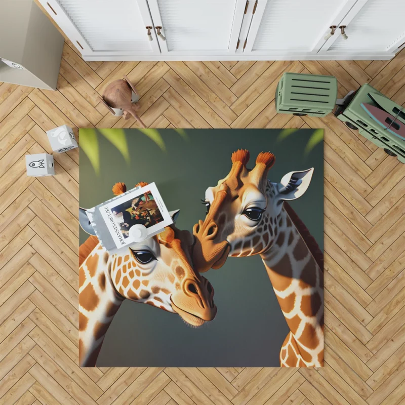 Two Giraffes Touching Heads Rug