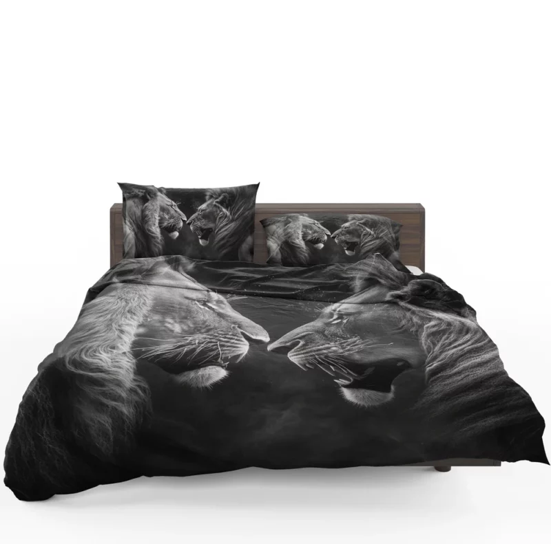 Two Lions Fighting Portrait Bedding Set 1