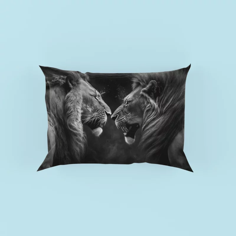 Two Lions Fighting Portrait Pillow Case