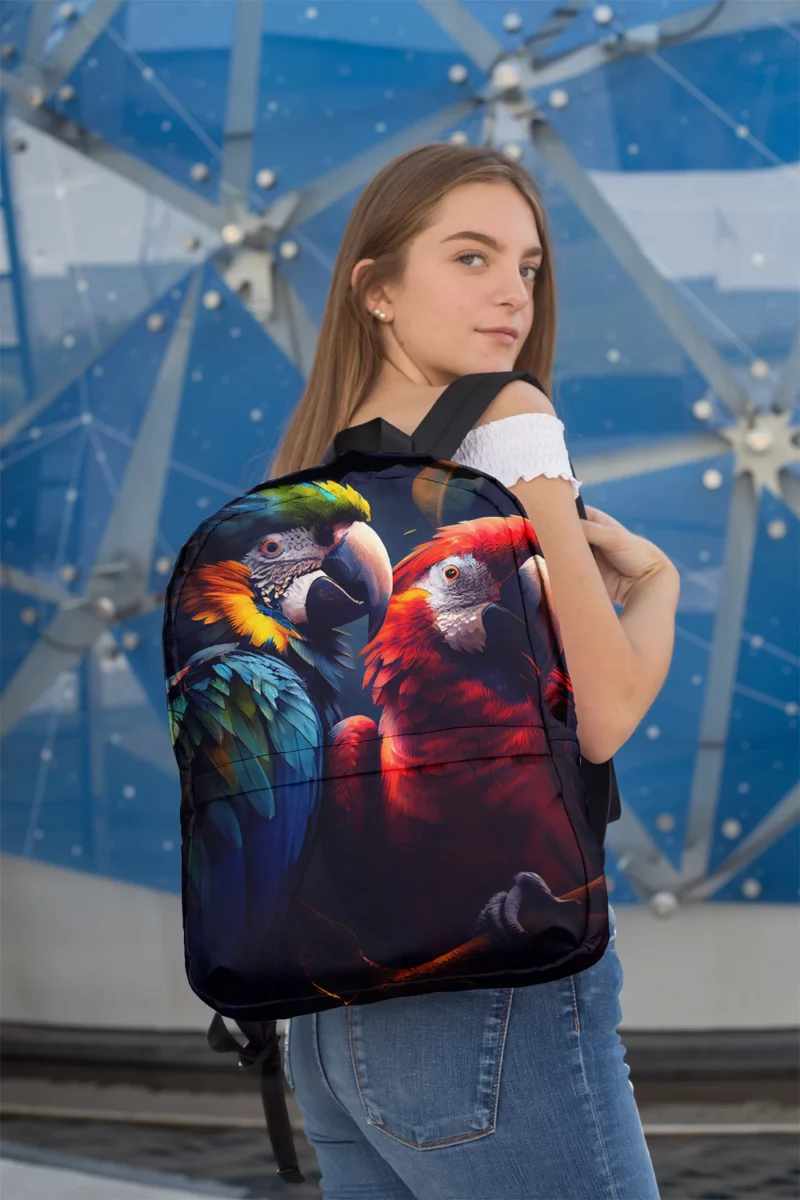 Two Macaws in Forest Painting Minimalist Backpack 2