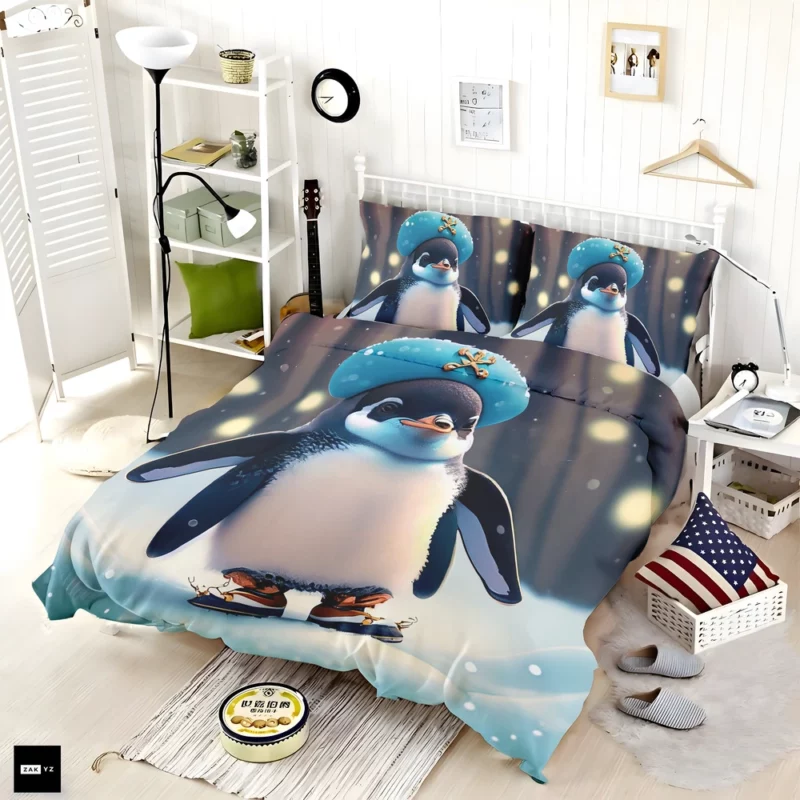 Two Penguins on the Beach Bedding Set