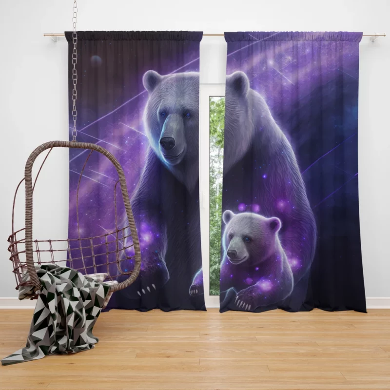 Ursa Major and Minor Collage Bear Window Curtain
