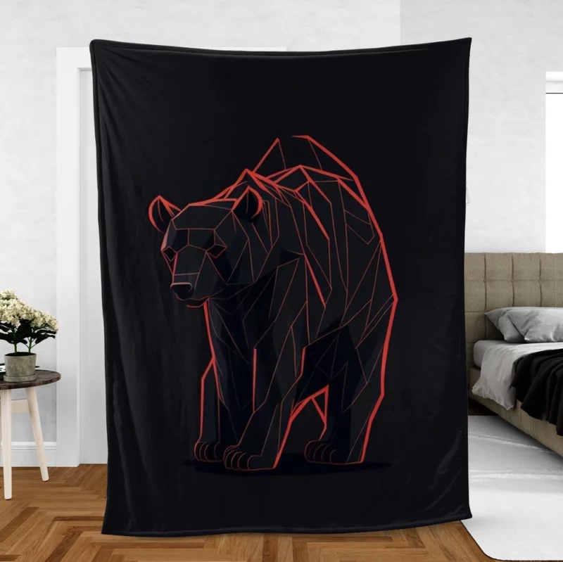 Vector of an Angry Grizzly Bear Fleece Blanket