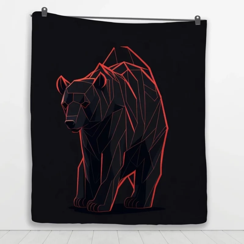 Vector of an Angry Grizzly Bear Quilt Blanket 1