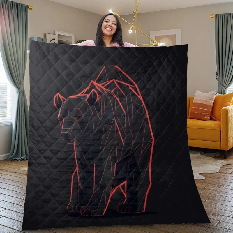 Vector of an Angry Grizzly Bear Quilt Blanket