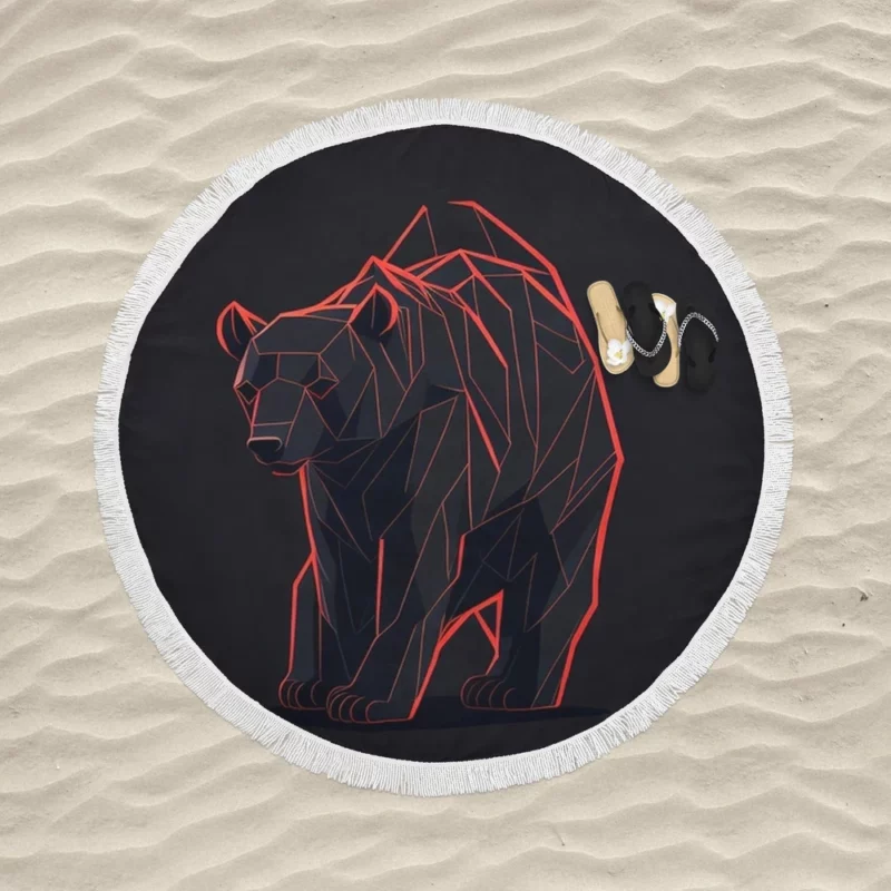 Vector of an Angry Grizzly Bear Round Beach Towel