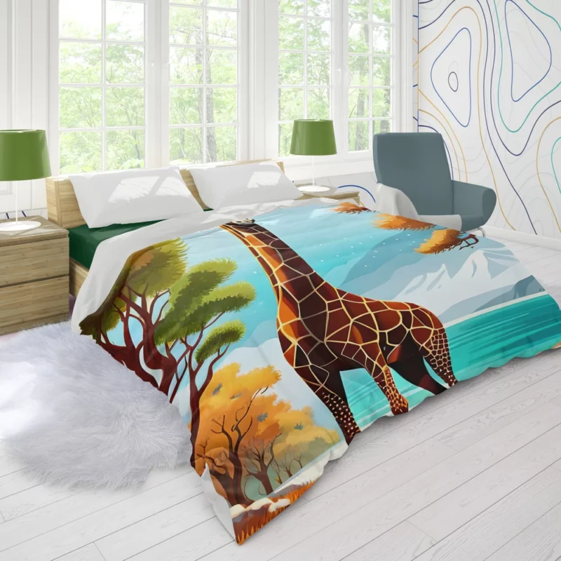 Vibrant 3D Giraffe Duvet Cover